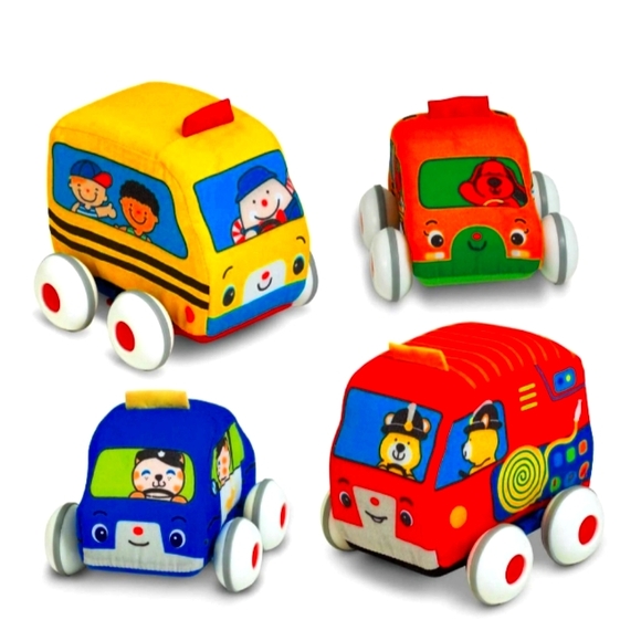 Melissa & Doug Kids Pull-Back Vehicle Set - Soft Baby Toy Set With 4 Cars - Picture 2 of 2